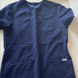 Figs Deep Blue Scrub Top